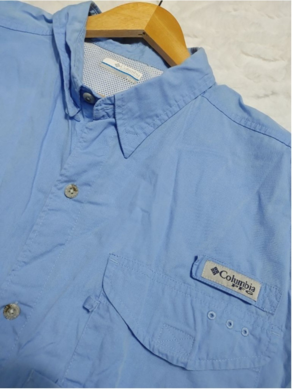 Men's Columbia PFG Pro Fishing Gear Blue Casual Button Down Shirt XL